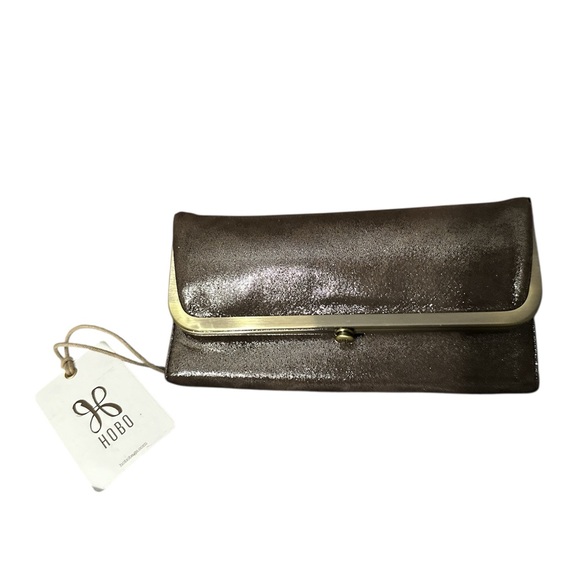 NWT HOBO Metallic Brown Clutch kiss lock magnetic zipper so nice lots of room